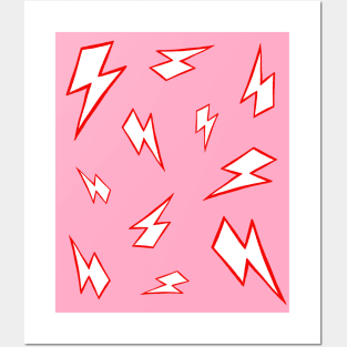 Pink and Red Lightning Pattern Posters and Art